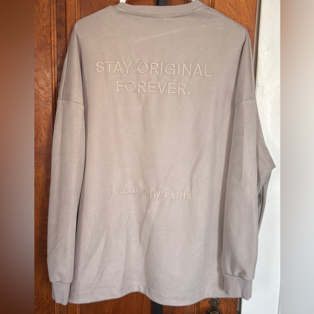 Zara Embroidered Text Sweatshirt Taupe Brown
